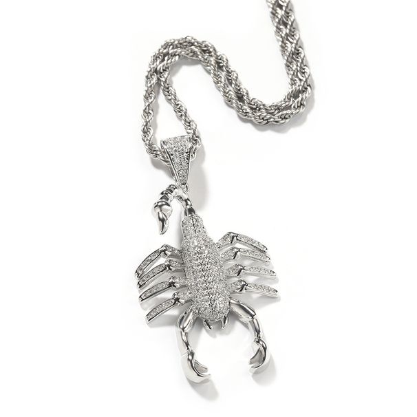 Herrenschmuck – Hip-Hop-Skorpion-Anhänger mit Zirkonia und Diamanten, ein cooles Statement-Piece für Casual und Streetwear._voghion.com