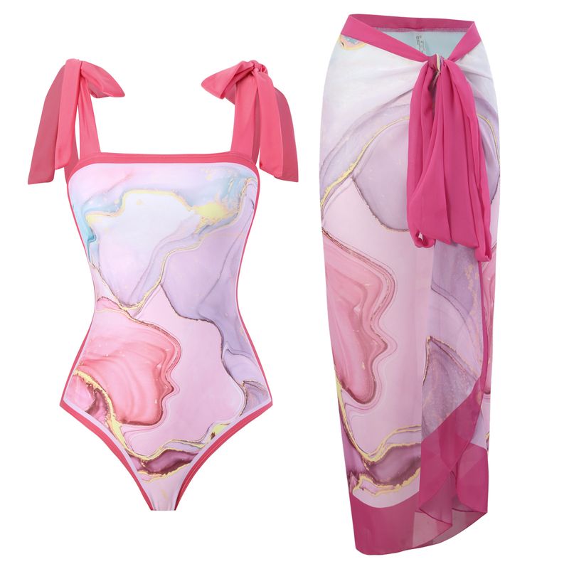 Women's Clothing New swimsuit one piece starry sky gradient multi color printing hip wrapped mesh half length beach skirt_voghion.com
