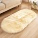 Luxury Plush Oval Area Rug For Bedroom & Living Room - Soft Faux Wool Machine Washable Carpet - Modern Minimalist Solid Color Floor Mat_voghion.com