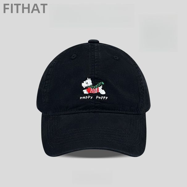 Ins Schnauzer Puppy Embroidered Baseball Hat Female Summer Cute Versatile Face Small Sun Protection Duckbill Cap_voghion.com