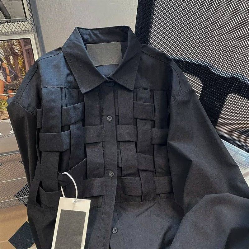 Men's Clothing Light Mature Style Design Sense Solid Color Long Sleeved Shirt For Men Street Style Cool Drape Couple Thin Lapel Outerwear Shirt_voghion.com