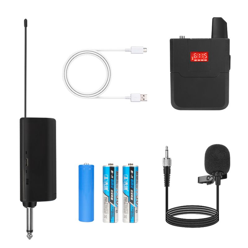 Sistem de microfon cu rever fără fir, microfon cu cască, cu transmițător Bodypack, mini receptor, 30 de canale, rază de acțiune de 164FT pentru_voghion.com