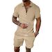 Unbeatable Quality 2025 Men's Short Sleeved Shorts Summer Small Square Casual Loose Half Zip Collar Set For Men_voghion.com