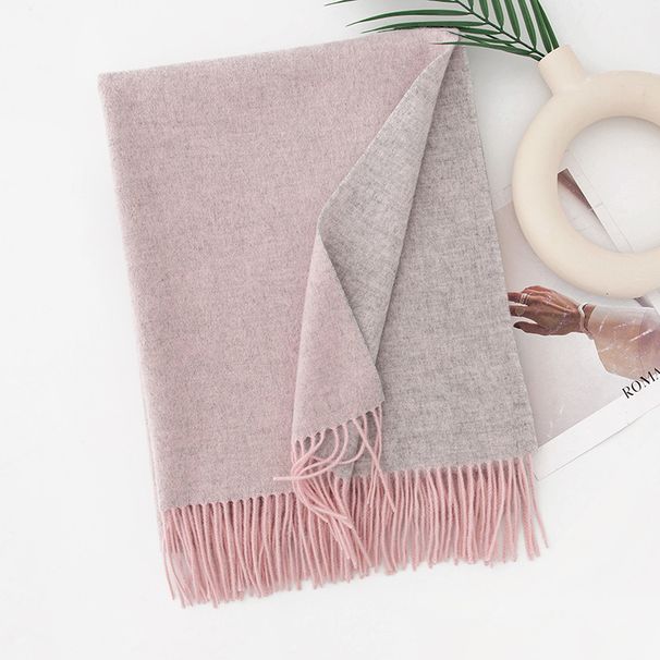 Wool solid color scarf for women's winter luxury 2024 new tassel scarf, neck protection, warm Korean version versatile_voghion.com