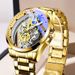 Men's Stainless Steel Skeleton Automatic Watch With Luminous Hands, Water Resistant 30M, Round Dial, Mineral Glass, Fashion Casual Dress Watch_voghion.com
