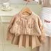 2025 New Girls Knitted Sweater Two Piece Korean Round Neck Solid Color Bowknot Hollow Single Breasted Suit Skirt_voghion.com