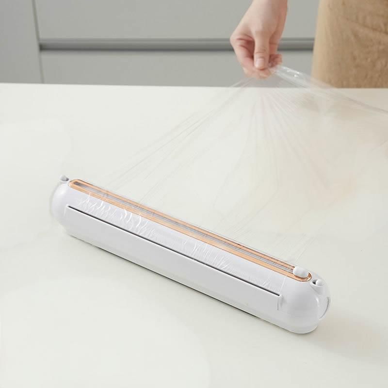 Cortador de envoltura de plástico, divisor, almacenamiento ajustable, estilo japonés simple, multifuncional, para montar en la pared, cocina_voghion.com