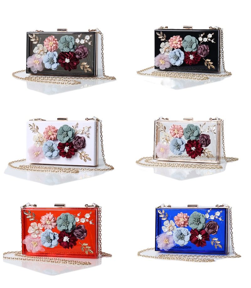 New wer Dinner Women's Fashion Evening Chain Three-dimensional Small Square Hand Acrylic Bag_voghion.com
