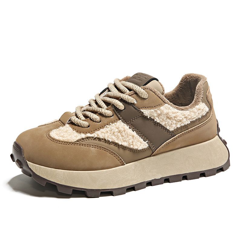 Ruoji βελούδινα αθλητικά χοντρή σόλα γερμανική προπόνηση 2023 Νέα φθινοπωρινά ζεστά βαμβακερά παπούτσια, γυναικεία χειμωνιάτικα παπούτσια βάφλα_voghion.com