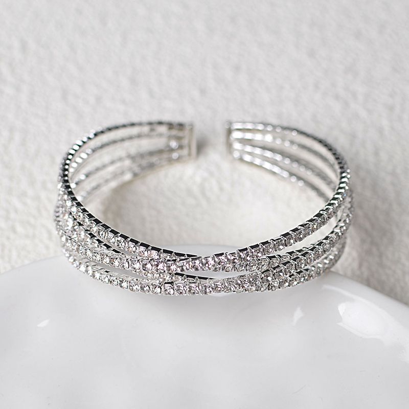 Bracciale elastico con strass da sposa tempestato di diamanti, gioielli di moda molto venduti_voghion.com
