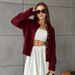 Women's Chunky Knit Cardigan With Colorful Buttons - Oversized Casual Sweater For Fall & Winter - Grey/Burgundy/Navy_voghion.com