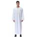 Herrenbekleidung Bedruckter muslimischer Kaftan mit Rundhalsausschnitt und Reißverschluss für Herren_voghion.com