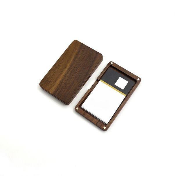 Portable Holder For Men And Women, Business Gift, Solid Wood Credit Card Case, Rectangular Magnetic Clasp Box_voghion.com