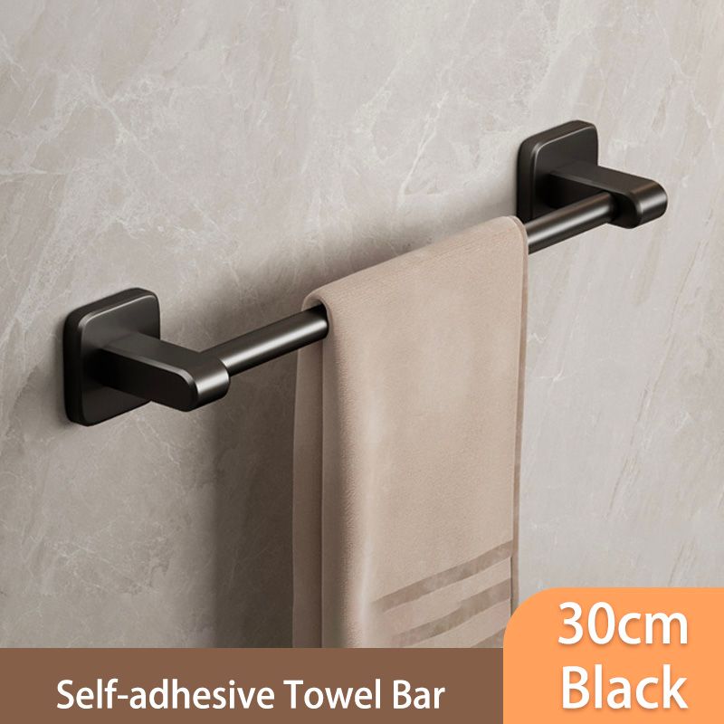 Portasciugamani autoadesivo per bagno senza forare, porta strofinacci per mobili da cucina, asta appendiabiti in alluminio nero_voghion.com