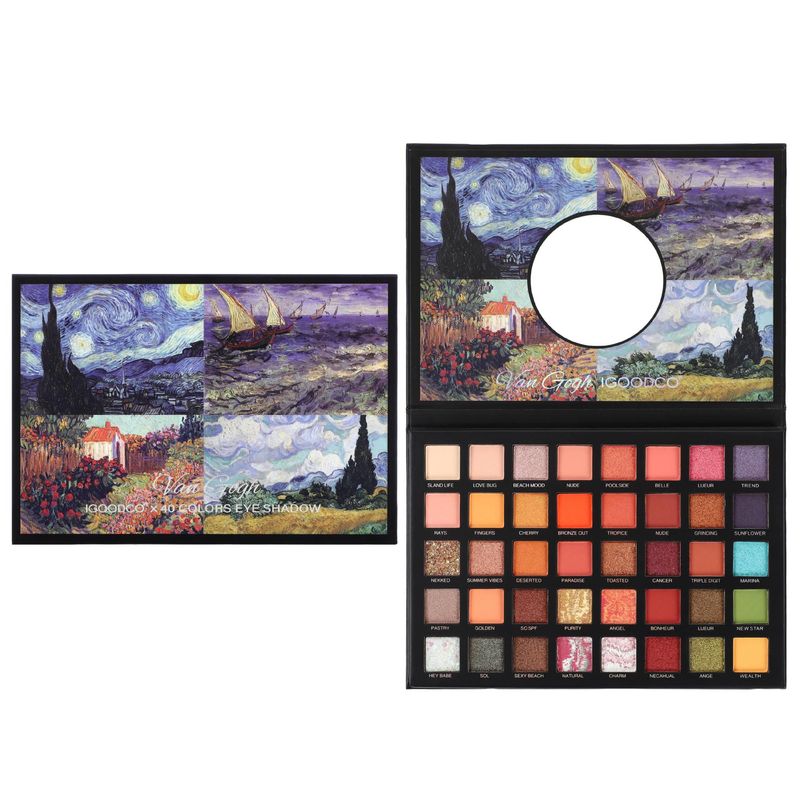 IGOODCO New Release 40-Color Oil Painting Pattern Eyeshadow Palette - Matte & Shimmer All-in-One, Highly Pigmented For Artistic Eye Looks_voghion.com