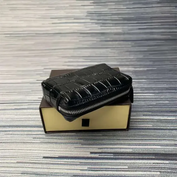 Echtes Leder für Damen Mini-Geldbörse Top Change Bag Tragbare Rindsleder Krokodil Freizeit Münzaufbewahrung Reißverschluss Geldbörse_voghion.com