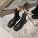 New Autumn New British Style Platform Thick Sole New Mid-Calf Square Toe Chunky Heel Slip-On Martin Boots_voghion.com