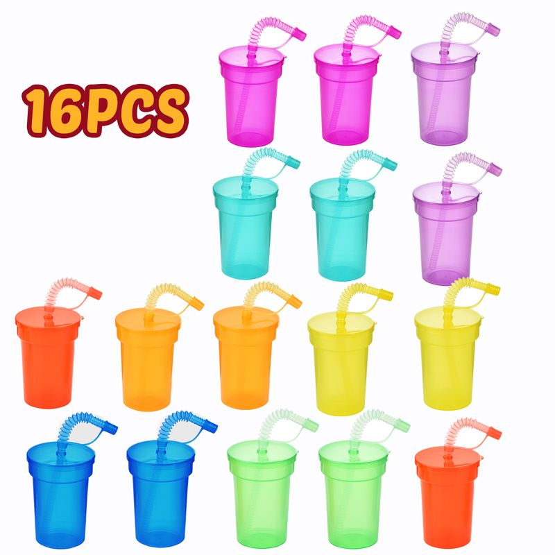 Neon Sipper Cups - Colorful, Spill-Proof Cups With Lids And Straws - Ideal For School Events, Themed Parties, And Birthd_voghion.com