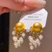 Silver Needle Pearl Geometric Round Tassel Earrings Fashionable High-end Sense Of Style Niche Personality Ear_voghion.com