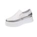 Platform-soled Little White Shoes Inner Heightening Loafers Lazy One-pedal Women's Shoes_voghion.com