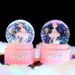 Boîte à musique en forme de boule de cristal pour danseuse de ballet, flocons de neige flottants, boule d'eau rotative, décoration en forme de cœur pour fille_voghion.com