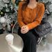 Women's Square Neck Knit Cardigan Thin Long Sleeve Open Front Sweater Casual Short Top Trendy Fashion_voghion.com