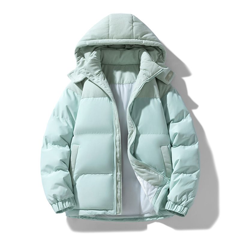 ​​Unisex Winter Hooded Jacket – Thickened Windproof Puffer Coat (S-3XL, Oversized Fit, 500g Polyester Fill, Trendy Color Blocking)​​_voghion.com