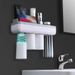 Wall Mount Magnetic Adsorption Toothbrush Holder With Cups Toothpaste Toothbrush Storage Rack Bathroom Accessories Sets_voghion.com