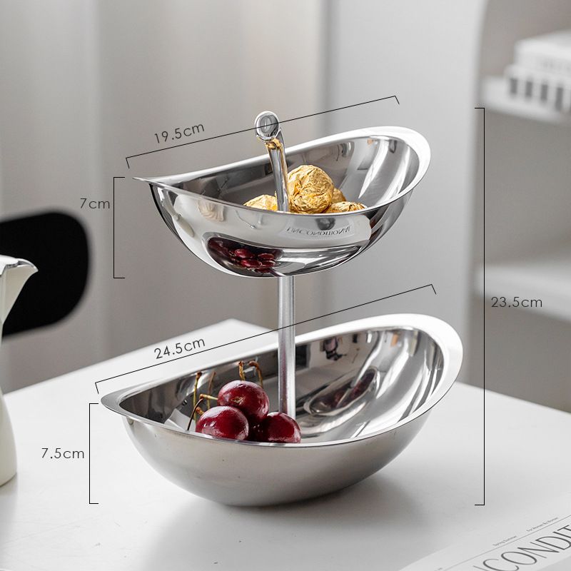 Stainless Steel Living Room Coffee Table Creative Multi-layer Three-layer Double-layer Snack Display Fruit Plate_voghion.com