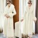 Luxury Faux Fur Coat Women's Long Coat With Belted Waist, Soft Faux Wool & Fox Fur Style, Warm Winter Outerwear For Plus Size_voghion.com
