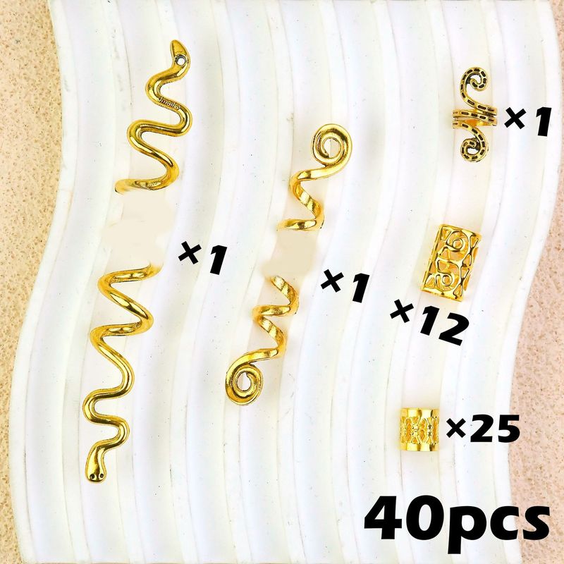 Hair Clips&Pins New Retro Alloy Spring Hair Accessories Combination Electroplated Gold Hair Extension Ring Big Braid Accessories Reggae Headdress_voghion.com