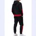 Men's Color-Block Hoodie Tracksuit Set – Oversized Zip-Up Hoodie With Contrast Panels & Matching Joggers (Dark Grey/Burgundy/White/Black)_voghion.com