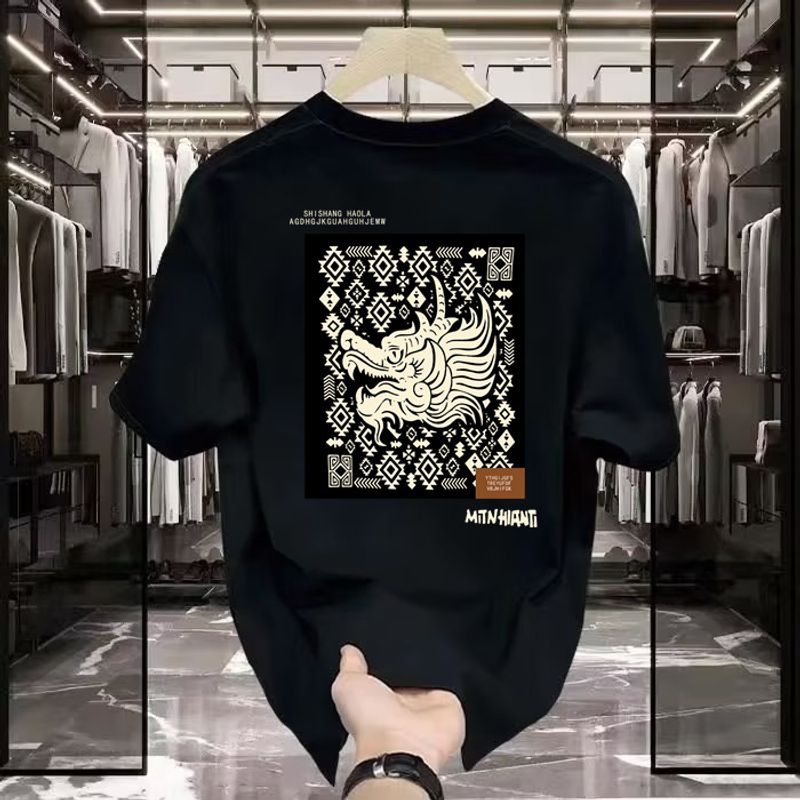 Herrenbekleidung High-End-Kurzarm-T-Shirt Retro Sommer Neuer Druck Lose Lässige Jugendoberteile_voghion.com