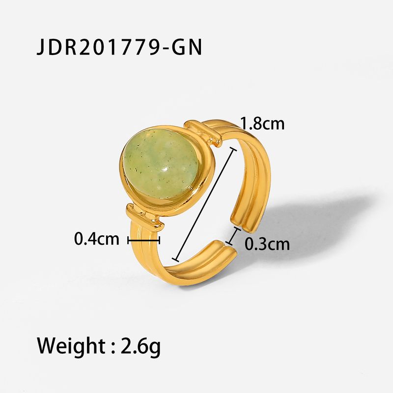 INS Internet-Berühmtheit mit gold ovalem Tigerauge/grün/lila Halbstein offener Ring für Frauen_voghion.com