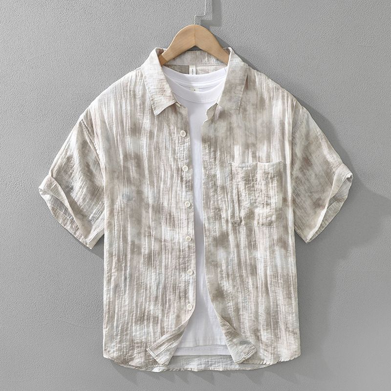 Camicia a maniche corte stampata alla moda per uomo, alla moda e versatile, top casual e ampio._voghion.com