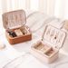 Premium Leather Jewelry Box – Compact 2-Layer Travel Organizer For Earrings, Necklaces & Rings | Dustproof & Anti-Tarnish Design_voghion.com