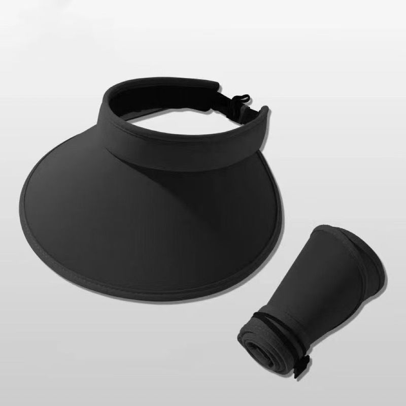 Chapéu de sol de seda gelada - Proteção UV 360° com aba larga e design dobrável, chapéu aberto essencial para o verão_voghion.com