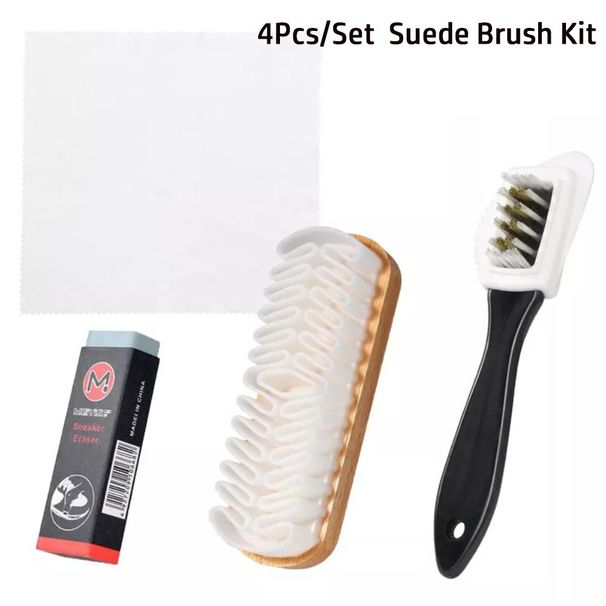 4-teiliges Set Fleckenentfernungsbürsten für Wildleder mit Radiergummi, Reinigungswerkzeug für den Heimgebrauch, Nubuk-Bürsten-Set, Stiefelreinigungstuch für Schuhe_voghion.com