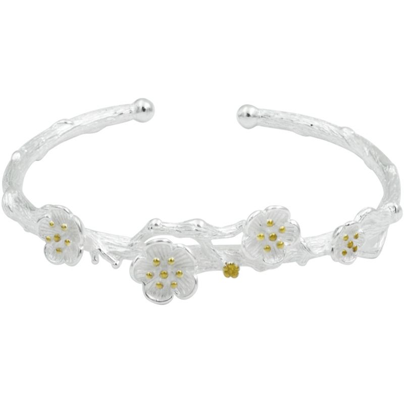 Sterling Venus  Sier Simple Personality Retro Female Fashion Open Gold Bracelet_voghion.com