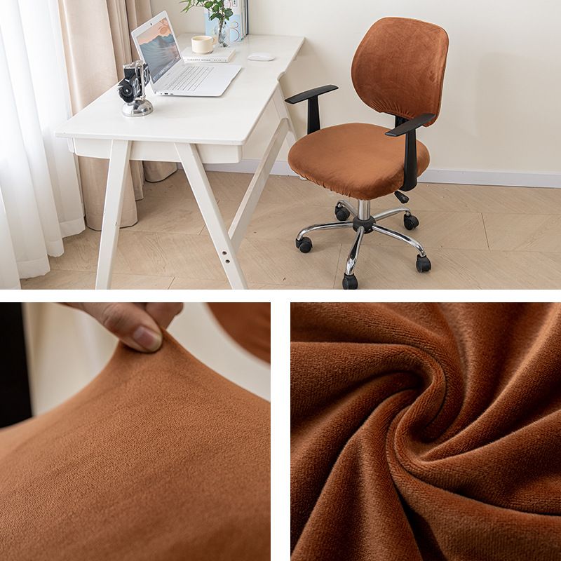 Split-Back Office Chair Cover Set – Premium Stretchable Polyester Slipcovers With Silver Fox Fur Texture, Anti-Slip Design_voghion.com