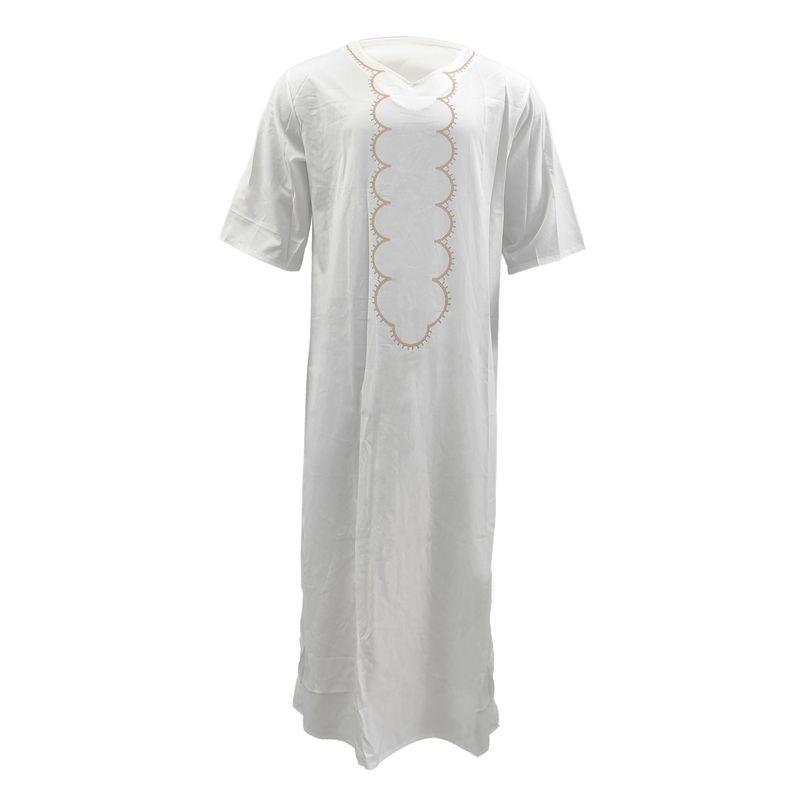 Tutina a maniche lunghe con scollo a V casual sciolto Abaya musulmano_voghion.com