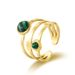 Anello aperto in acciaio al titanio con malachite francese da donna, non sbiadisce, anello di alta gamma retrò._voghion.com