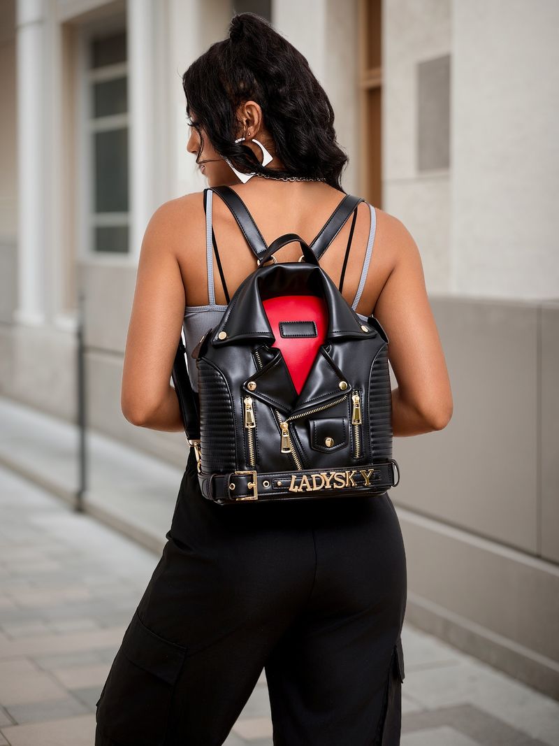 Ladysky Damen-Moderucksack mit Kragendesign – Stilvolle PU-Handtasche für den täglichen Gebrauch, Organizer mit mehreren Taschen_voghion.com
