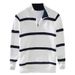 Men's Clothing Half Zip Collar Sweater Men's Autumn And Winter Trend Retro College Style Striped Contrast Color High Collar Sweater_voghion.com
