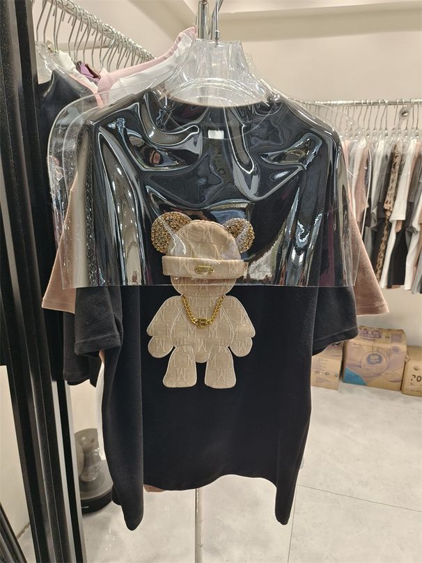 wit verdikt geborsteld T-shirt met halve mouwen losse grote versie halflange top met korte mouwen voor dames_voghion.com