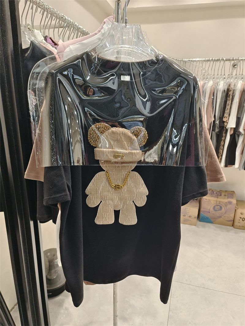 vit förtjockad borstad halvärmad T-shirt lös stor version medelång kortärmad topp för kvinnor_voghion.com
