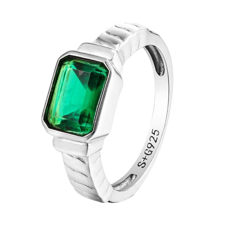 Bracciale cubano creativo con design a torre di zucchero in argento smeraldo e anello di alta gamma_voghion.com