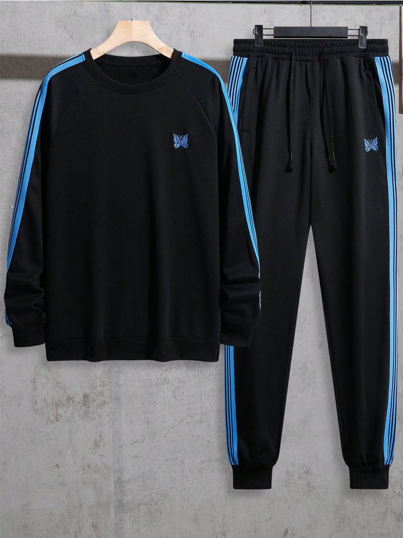 ​​"Men's Trendy Casual Tracksuit Set – Oversized Streetwear Joggers & Sweatshirt (Black) – 100% Polyester Relaxed Fit S-XL"​​_voghion.com