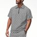 Men's New Summer Polo Shirt Short-sleeved Checkerboard Checkered Jacquard Lapel Casual Loose Half-zipper Shirt_voghion.com