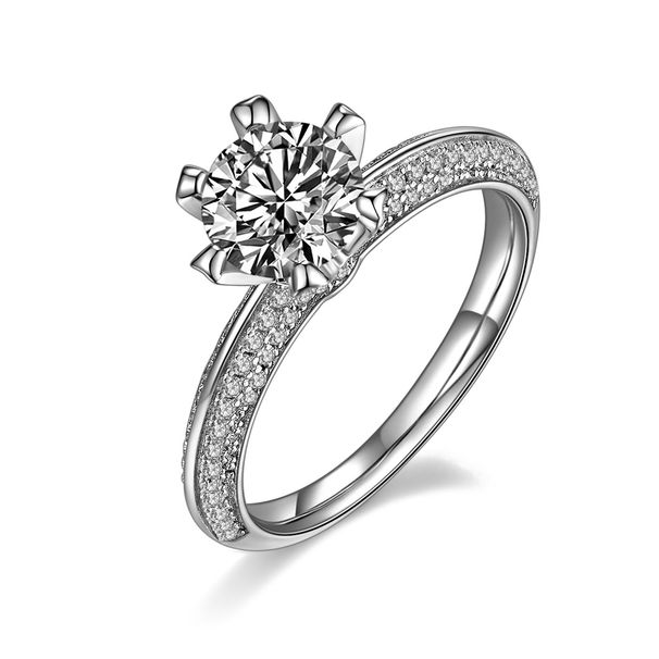 Anello di moissanite di grado D da 1 ct - Anello di fidanzamento a sei punte in argento sterling 925_voghion.com
